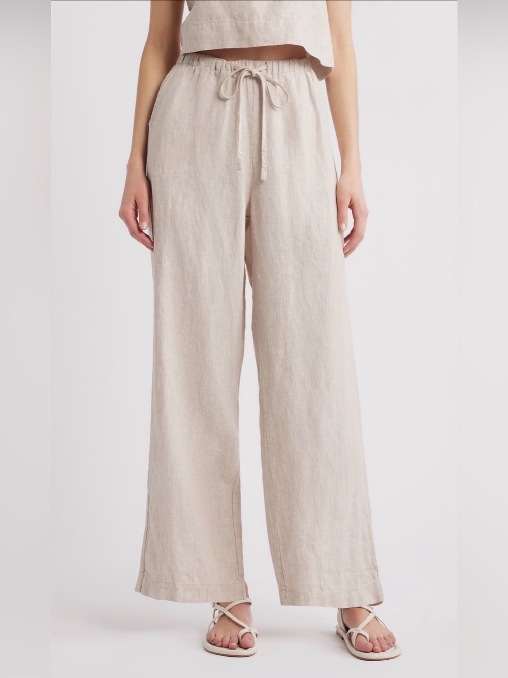 EUC Rails Emmie Linen Drawstring Pants in Heathered Flax size L